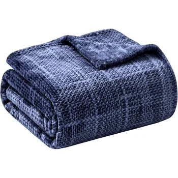 Cozy 3D Jacquard Navy Blue Fleece Throw Blanket 50x60 Perfect for Living Room Sofa Bedroom Lounge or Outdoor Relaxation Soft Wa 1