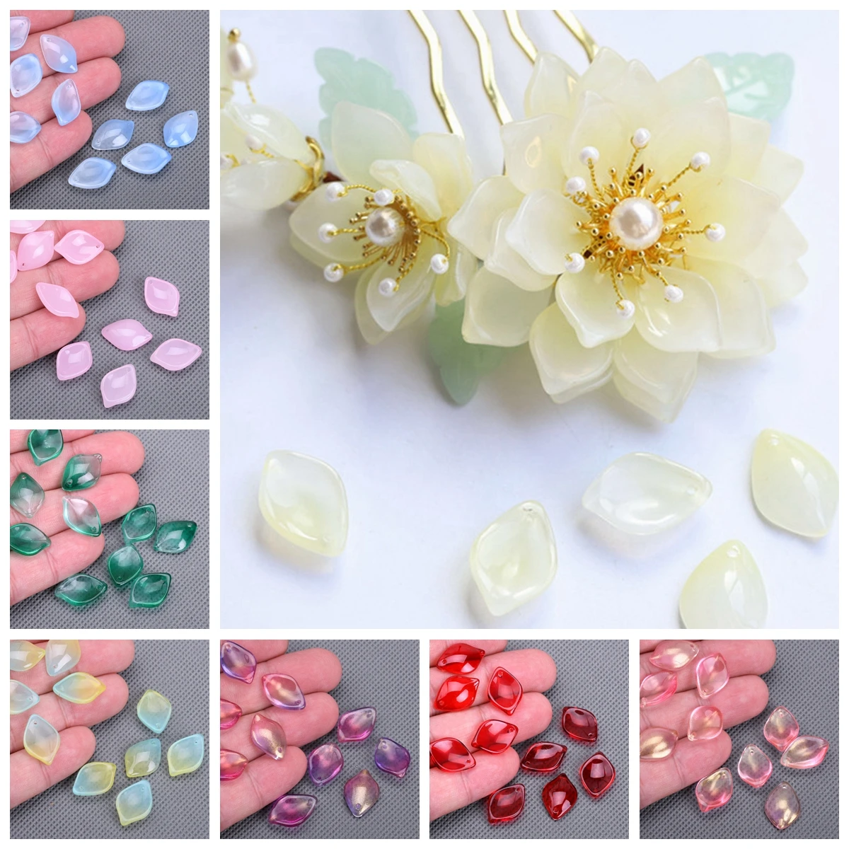 

10pcs Petal Shape 19x13mm Lampwork Crystal Glass Loose Pendants Beads for Jewelry Making DIY Crafts Findings