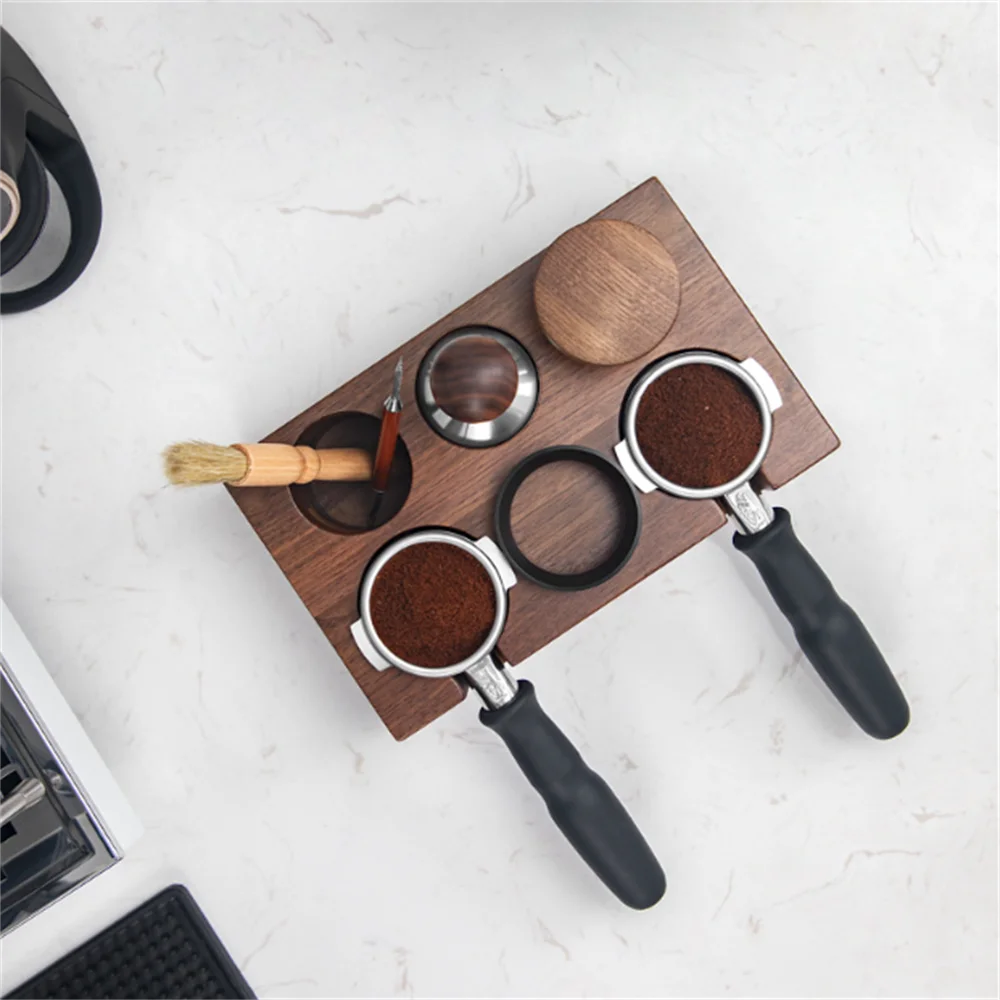 

51/53/58mm Walnut Wood Coffee Filter Tamper Holder Espresso Tamper Mat Stand Cafe Maker Tools Coffee Accessories for Barista