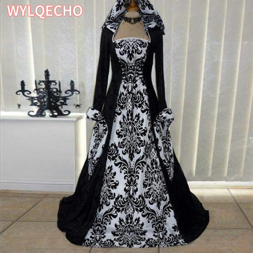 Halloween Costume Witch Medieval Dress Women Adult Large Size Scary Cosplay Gothic New Wizard Halloween Costumes for Women
