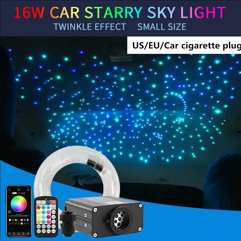 New 16W Twinkle Starry Sky Car Star Ceiling Light Fiber Optic Light Led Star Roof Interior Atmosphere Light Car Home Decor