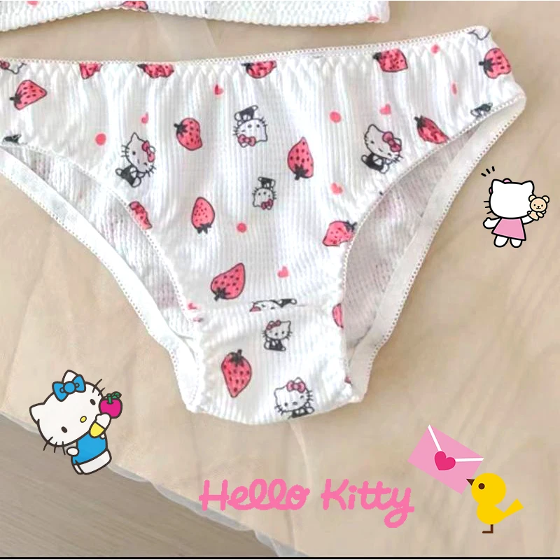 

Hello Kitty Cartoon Anime Kawaii Cute Women Panties Cotton Briefs Strawberry Printing Underwear Sexy Lingeries Shorts Underpant