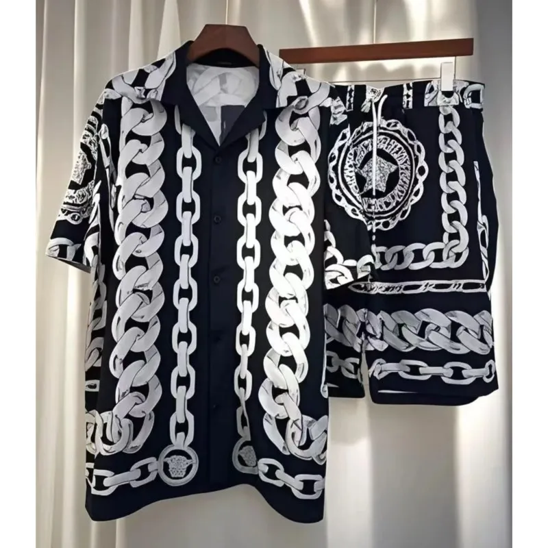 Ensembles De chemises hawaïennes pour hommes, à la mode, piste De luxe, marque célèbre, Design européen, Style De fête, 2025 1 Ensembles De chemises hawaïennes pour hommes, à la mode, piste De luxe, marque célèbre, Design européen, Style De fête, 2025 1