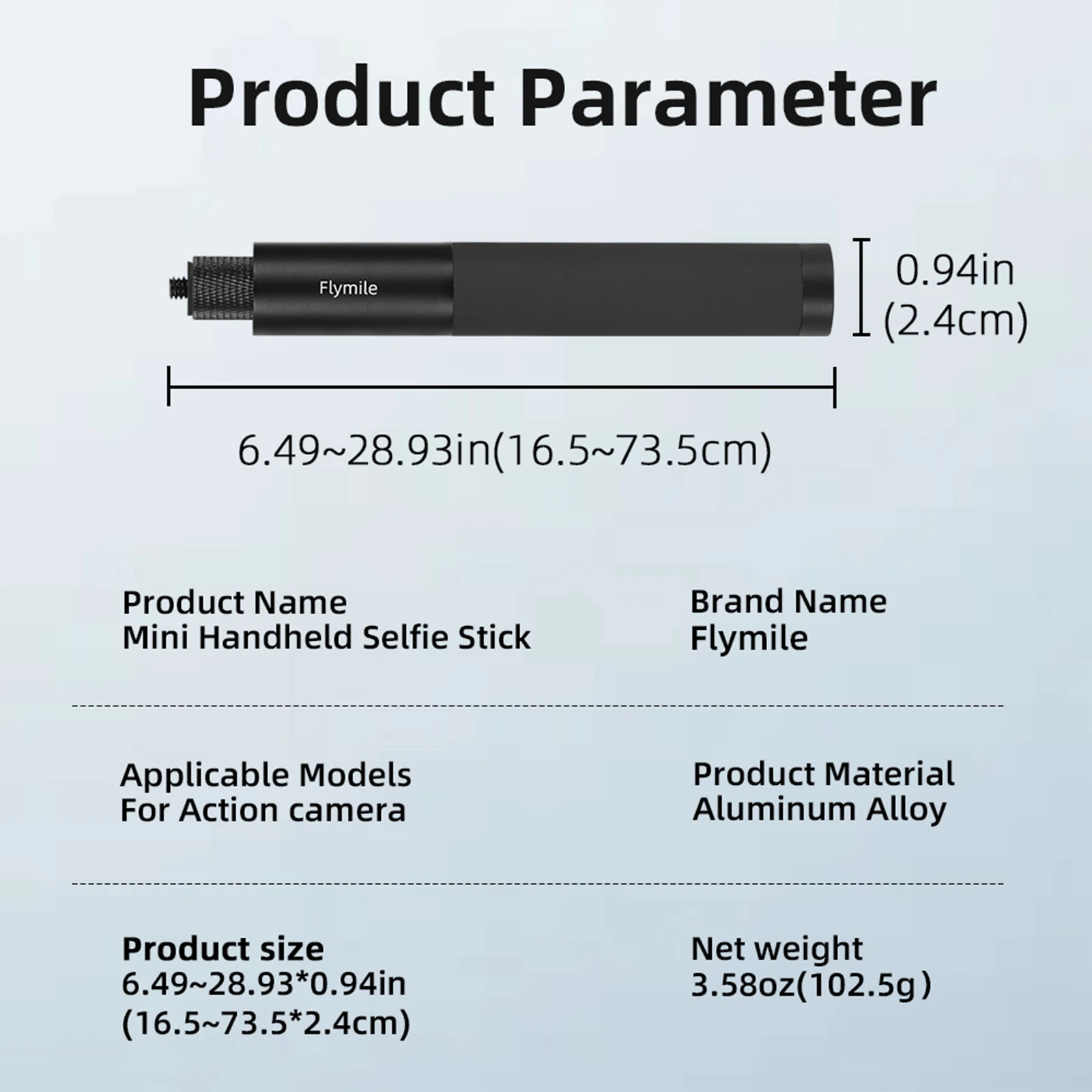 셀카봉 알루미늄 합금 연장 폴, Go Ultra/X5/Pocket 3 액션 카메라용 조절 가능