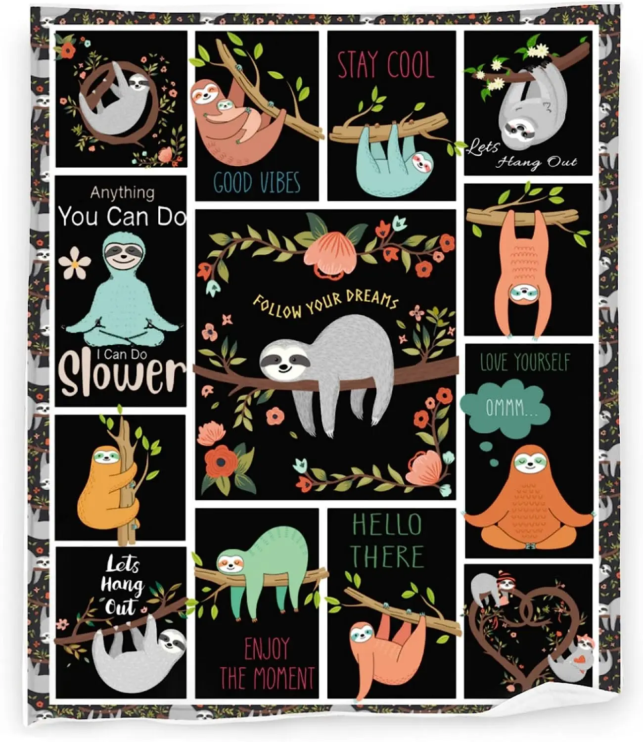 

Sloth Throw Blanket Flannel Fleece Fuzzy Blankets Soft Warm Cozy for Bed Couch Sofa Living Room for Adults 80"x60"