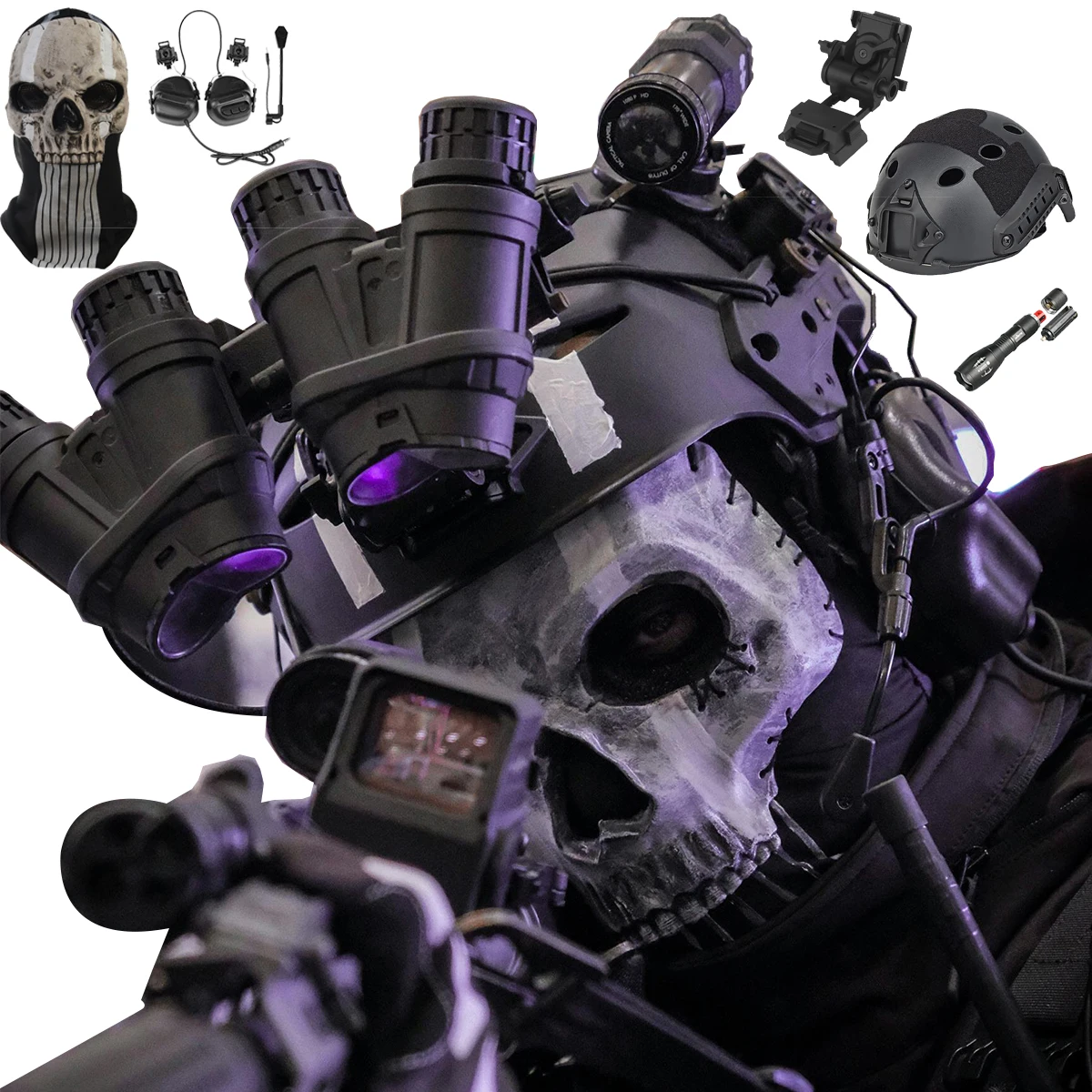 Máscara De Calavera De Algodón Y Elastano Para Airsoft, Paintball Y Halloween, Talla única, Visión óptima