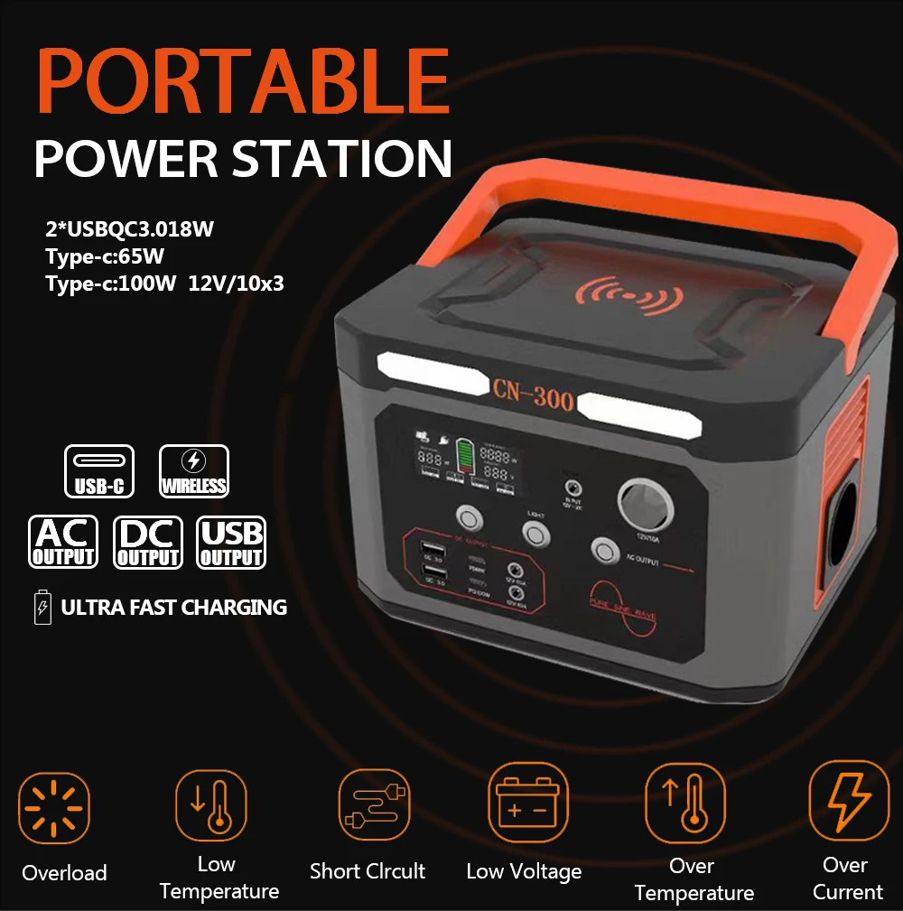 5000W Portable Power Station 7000Wh Solar Outdoor Generator 220V AC DC USB  PD60W Emergency Backup Battery Power Bank for Camping