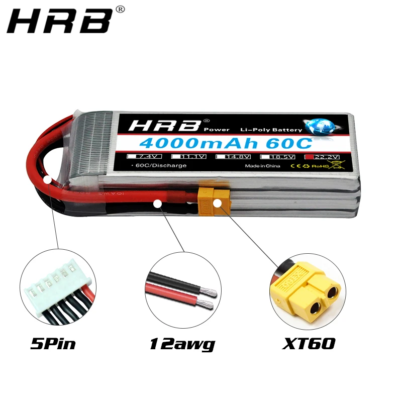 Batterie LiPo 6S 4000mAh 60C EC5 pour RC Drone Voiture