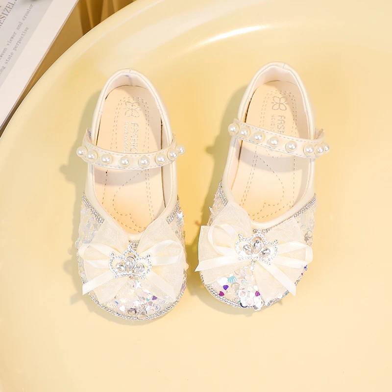 Girls Leather Princess Party Shoes with Soft Bottom