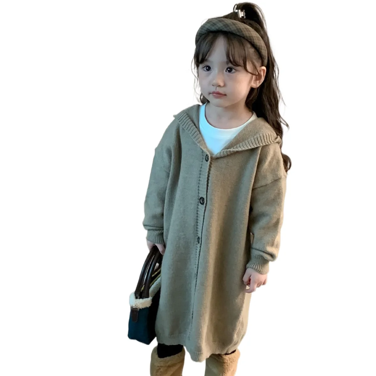 

Kids Clothes 2023 Autumn New Girls' Long Hooded Sweaters Coat Casual Single-breasted Cardigan