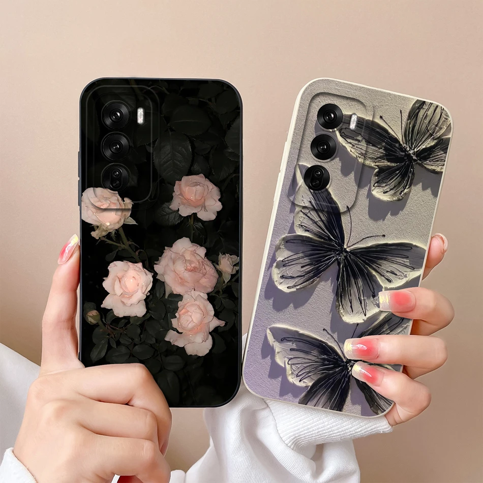 Tulips Cute Cat Soft Silicone Phone Case with Camera Protector