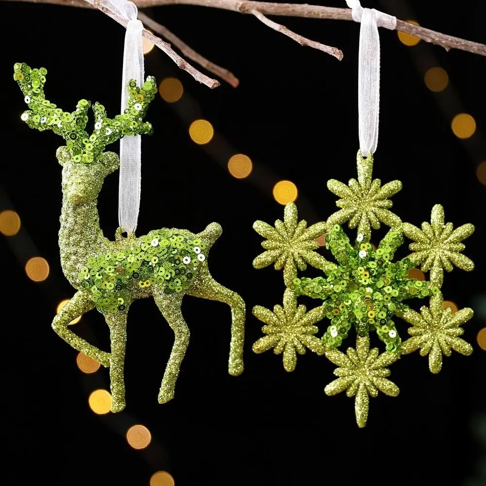 Green Christmas Tree Pendant Gold Sequins Decorative Green Glitter Hanging Pendant Sparkle Powder