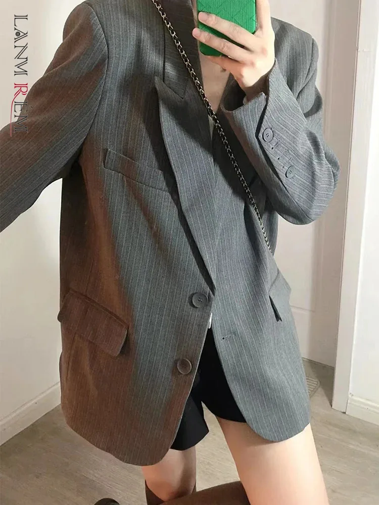 

Модные женские блейзеры LANMREM в полоску, однобортные офисные женские свободные блейзеры, Новинка осени 2024, CP2967