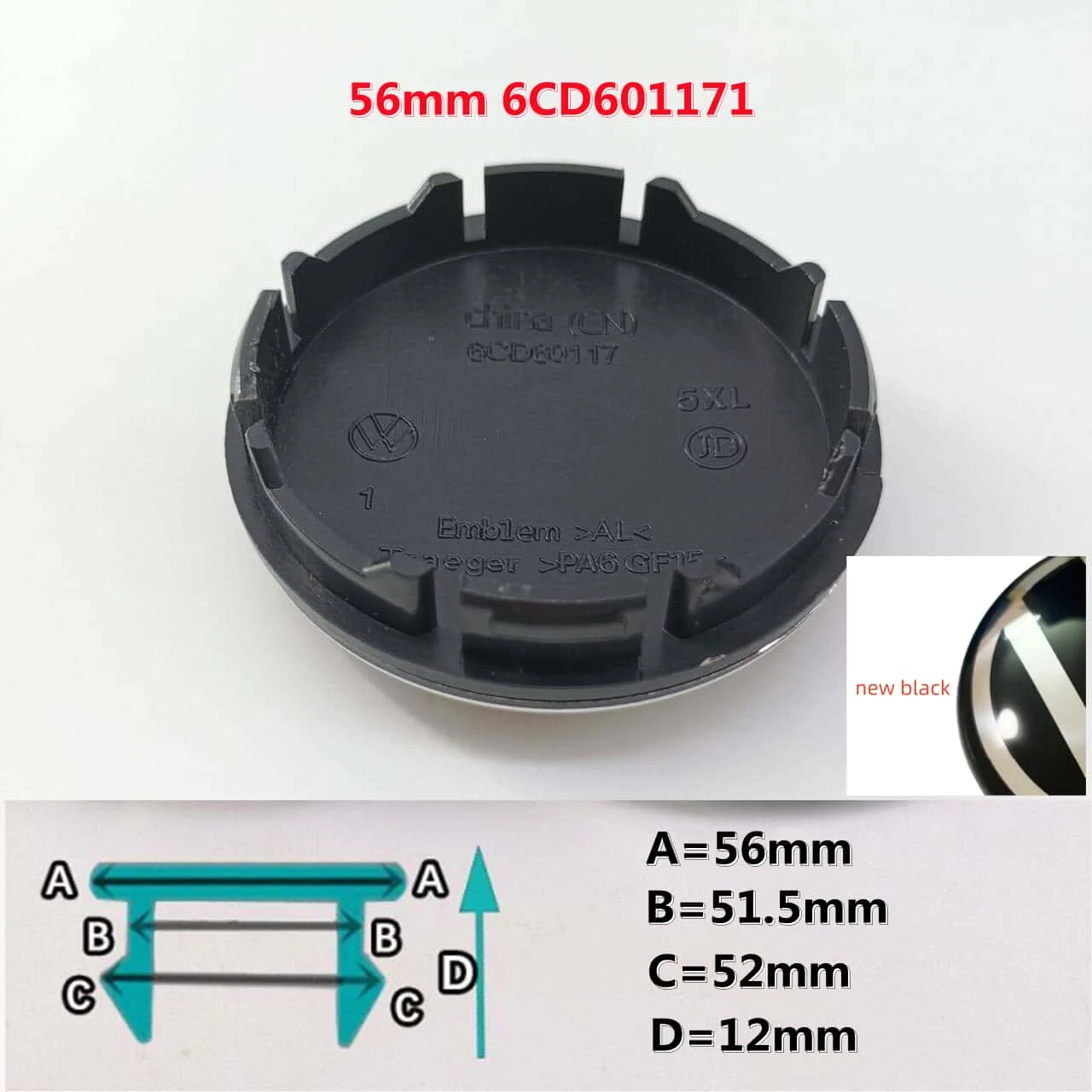 10PCS Full Black Wheel Center Caps Hub Covers - Car Styling Accessories