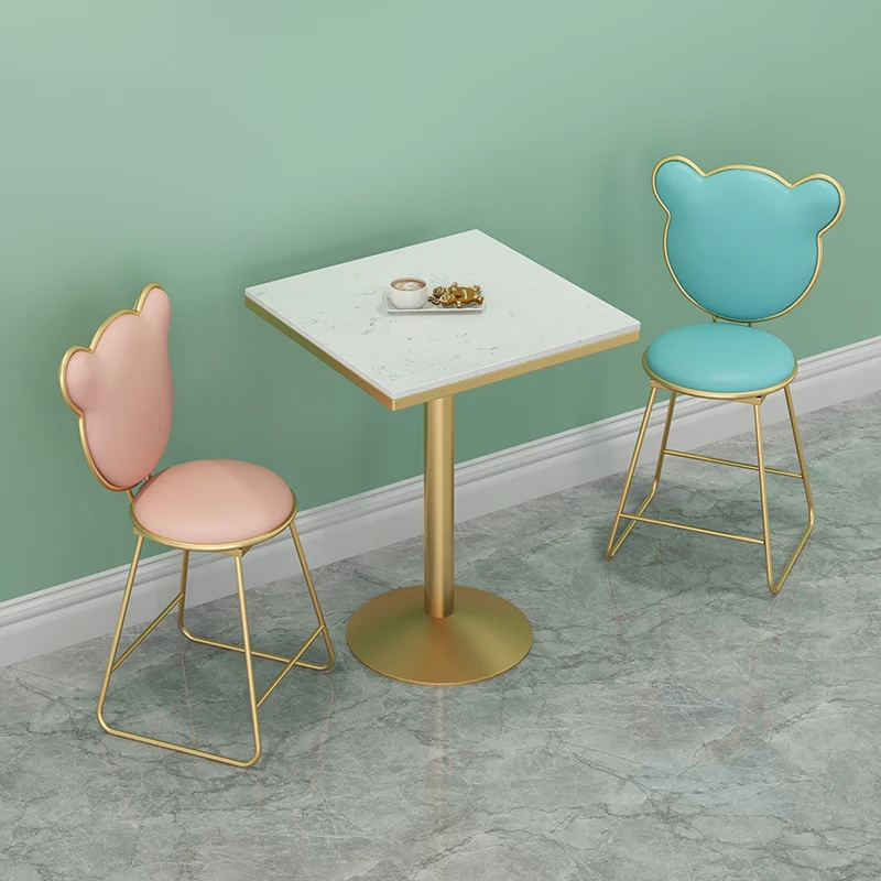 Cheap Modern Luxury Hot Coffee Shop Furniture Pink Velvet Fabric Cushion Chair With Golden Legs Chairs And Table Set For Cafe
