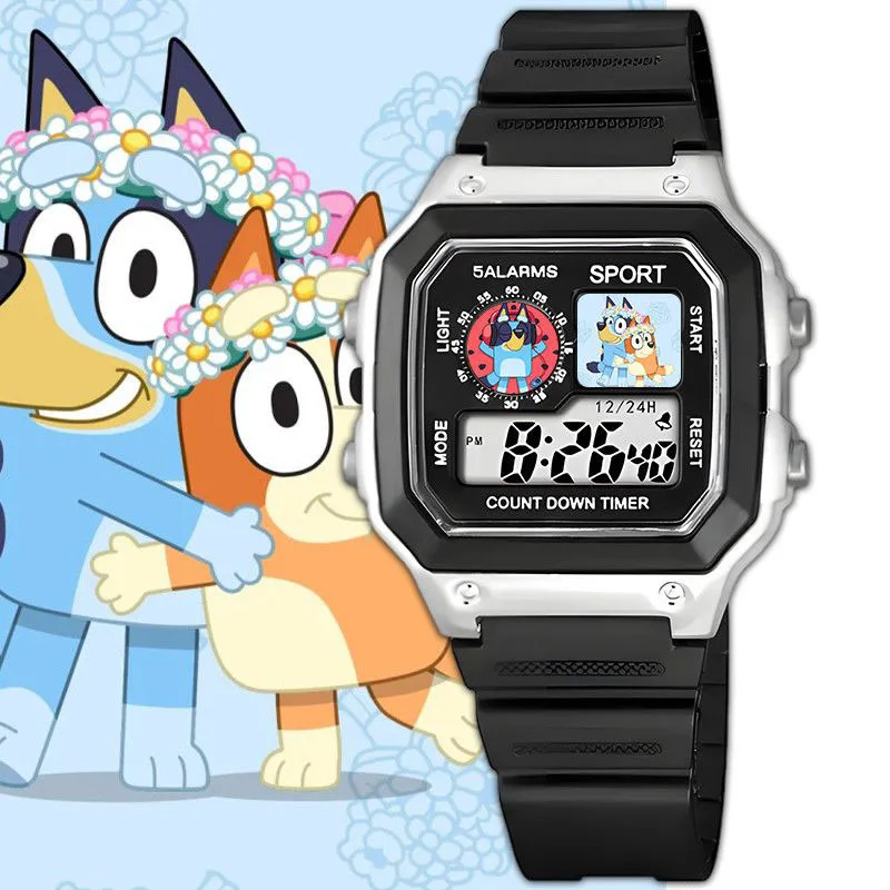Anime Bluey Cartoon Watch Cute Kids Student Waterproof Wear Resistant Shockproof Kawaii Accessories Electronic Watch Toys Gift 4