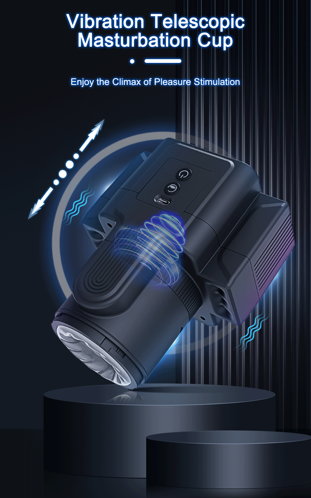 Masturbateur Automatique Pour Homme Avec Piston Rétractable Et Ventouse - Noir