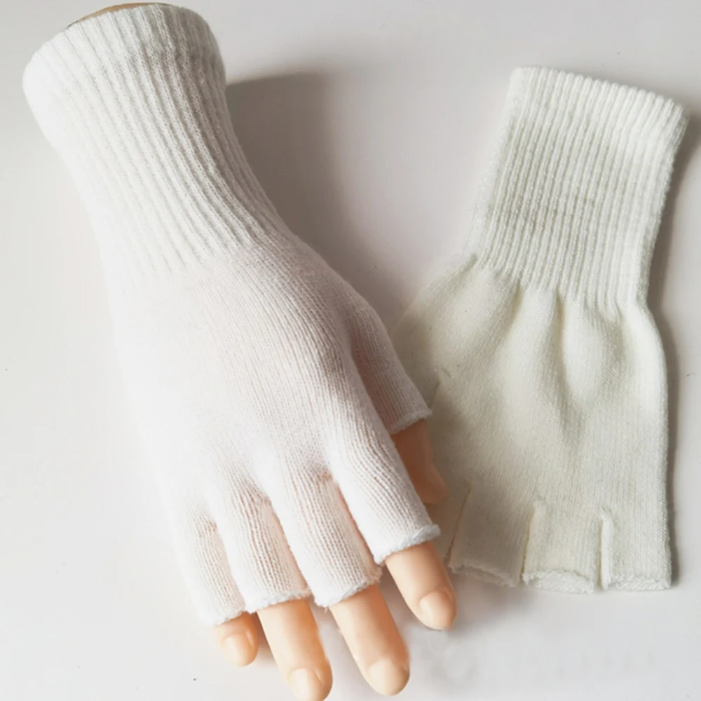 

Half Finger Gloves Unisex Black Whiter Fingerless Gloves Women And Men Wool Knit Cotton Gloves Autumn Winter Warm Work Gloves