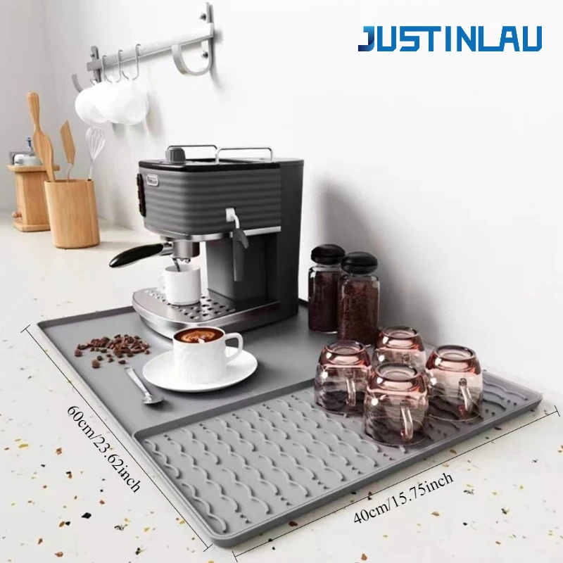 Silicone Coffee Machine Mat with Detachable Dish Drying Mat