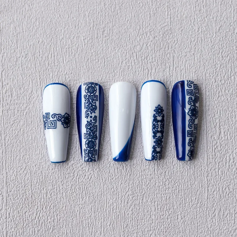 Blue and White Porcelain China Style Nail Stickers Special Simple Blue Nail Art Decorative Pattern Accessories Nail Supplies 3
