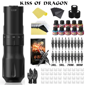 Kit per tatuaggi Kit per macchinetta per tatuaggi Kit per macchinetta per tatuaggi per trucco permanente Kit completo per penna per tatuaggi con corsa regolabile per arte del tatuaggio