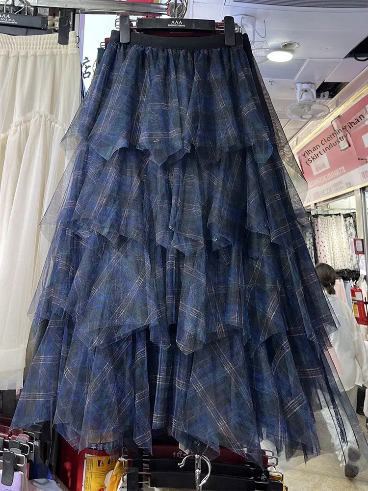 High Waist Draped Me Skirt Women's Spring Summer New Sle Asymmetrical Multi-layer Cake Skirt Vintage Sle Semi-body Skirt