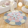 Handmade Patchwork Cotton Quilted Carpets for Living Room, Floral Style, Round Carpet Bedroom, Non-Slip Floor Mat, Bedside Rugs 2