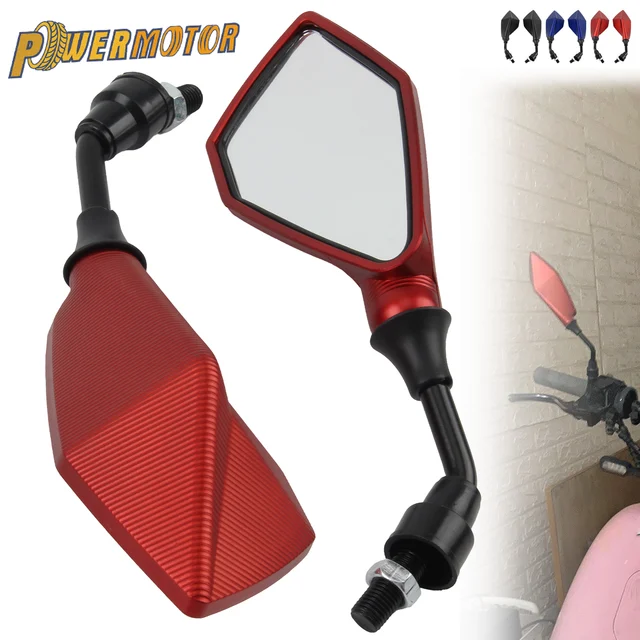 2Pcs 10MM Universal Motorcycle Rearview Mirror Wide Angle Adjustable For Scooter Electric Bike Moped ATV Modified Accessories