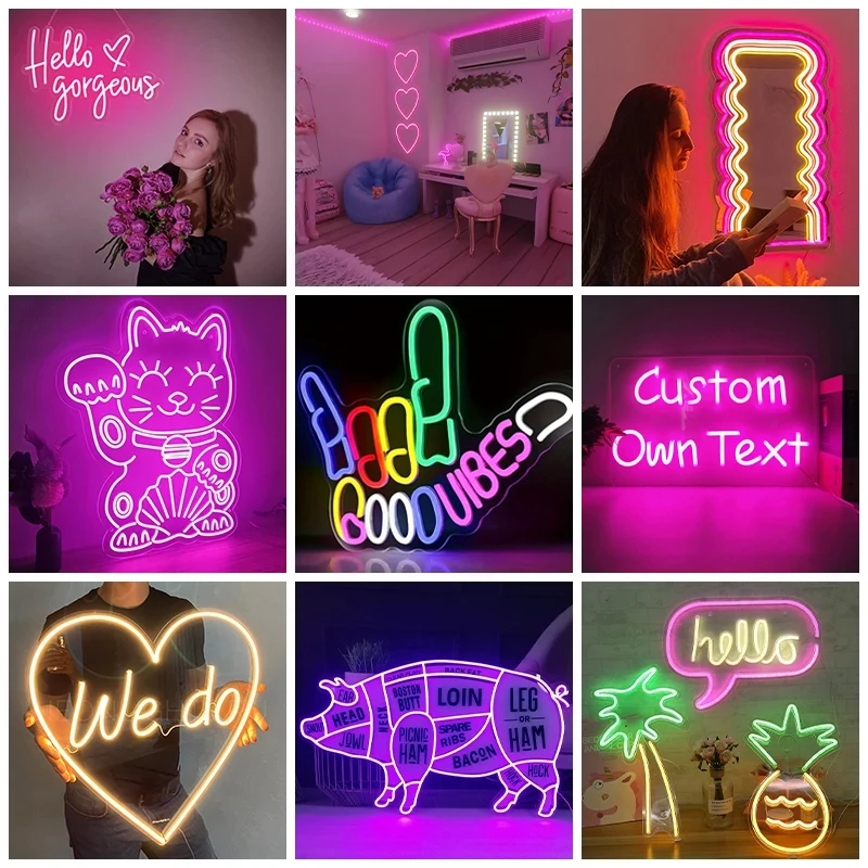 Enseigne au néon LED personnalisée, logo privé bricolage, lettre personnelle, chambre à coucher de mariage, fête d'anniversaire