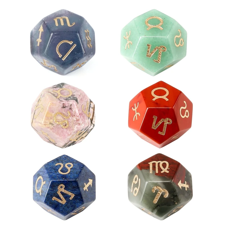 

270C 1 Piece Astrological Dices 12 Sided Crystal Polyhedral Dice Astrology Tarot Card Constellation Divination Dices