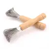 1pc Hair Brush Cleaner Mini Dirt Remover Home Travel Salon Rake with Metal Wire Portable Comb Brush Wooden Handle Cleaning Tools 5