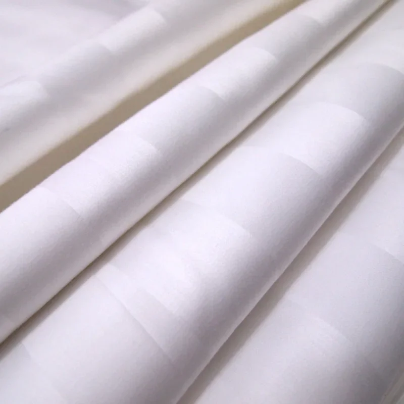 Pure Cotton Hotel Bedding Set Four-Piece Suite Duvet Cover Sheet Pillowcase Fabric Home White Satin Stripe Material