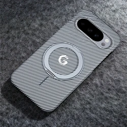 Premium Rotating Magnetic Bracket Case with Carbon Fiber Pattern - High Texture & Anti - Drop Protector Cover - Google Pixel 10 (GRAY)