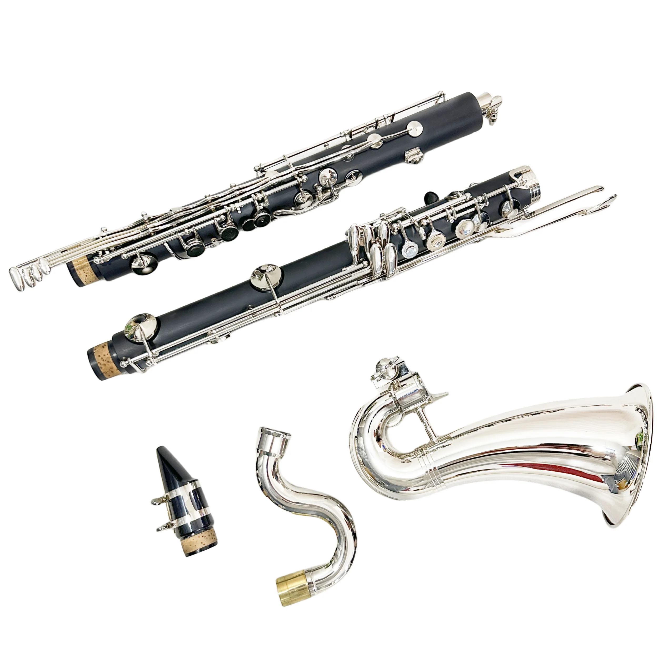 New Silver Plated Keys Bass Clarinet LOW EBb Tuning Black Tube Clarinet ABS
