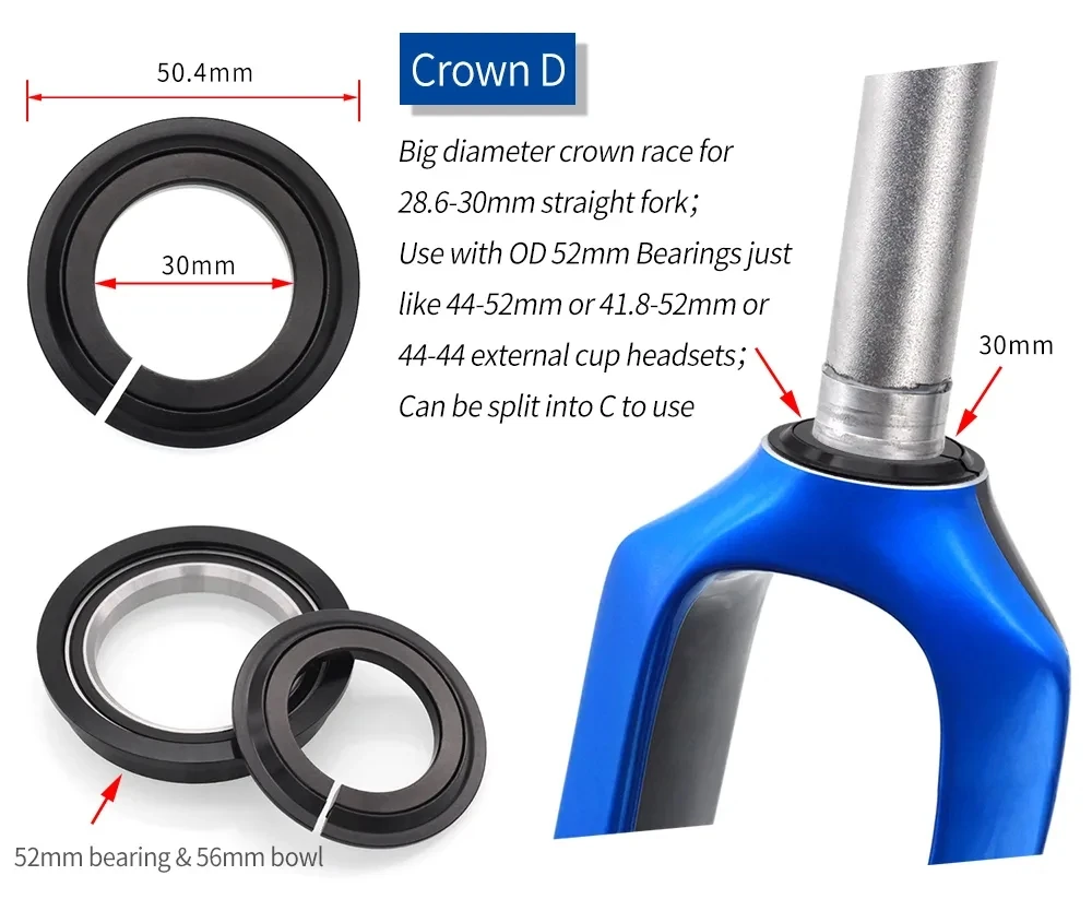 Fahrradgabel Krone 45 Grad MTB Rennrad Headset Basisring Spacer 28,6 mm 39,8 mm für 1,5 Zoll 1 1/8 Gabel 52 mm 54 mm Headset – Detail 5