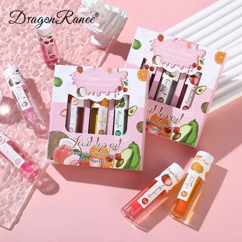 1/3Pcs Fruit Lip Oil Long Lasting Hydrating Lip Gloss Jelly Mirror Liquid Lip Glaze Long Lasting Shiny Lip Tint Makeup Lip Care 2