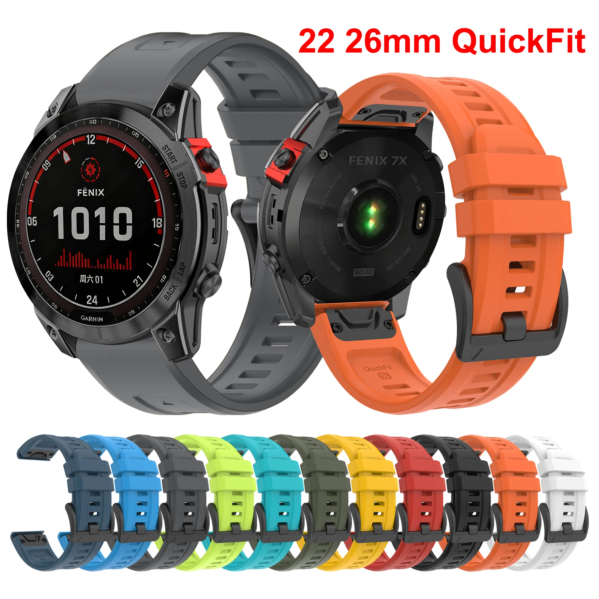 Enhanced Silicone Watchband, QuickFit Design, 22-26mm, Versatile Fit Bracelet