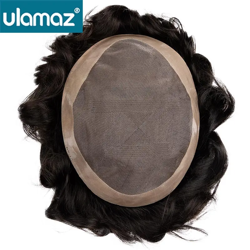 

Capillary Prosthesis Mono Wig Man Hair Prostheis 130% Density Toupee Hair Men Double Knot Hair System For Men Wigs Human Hair