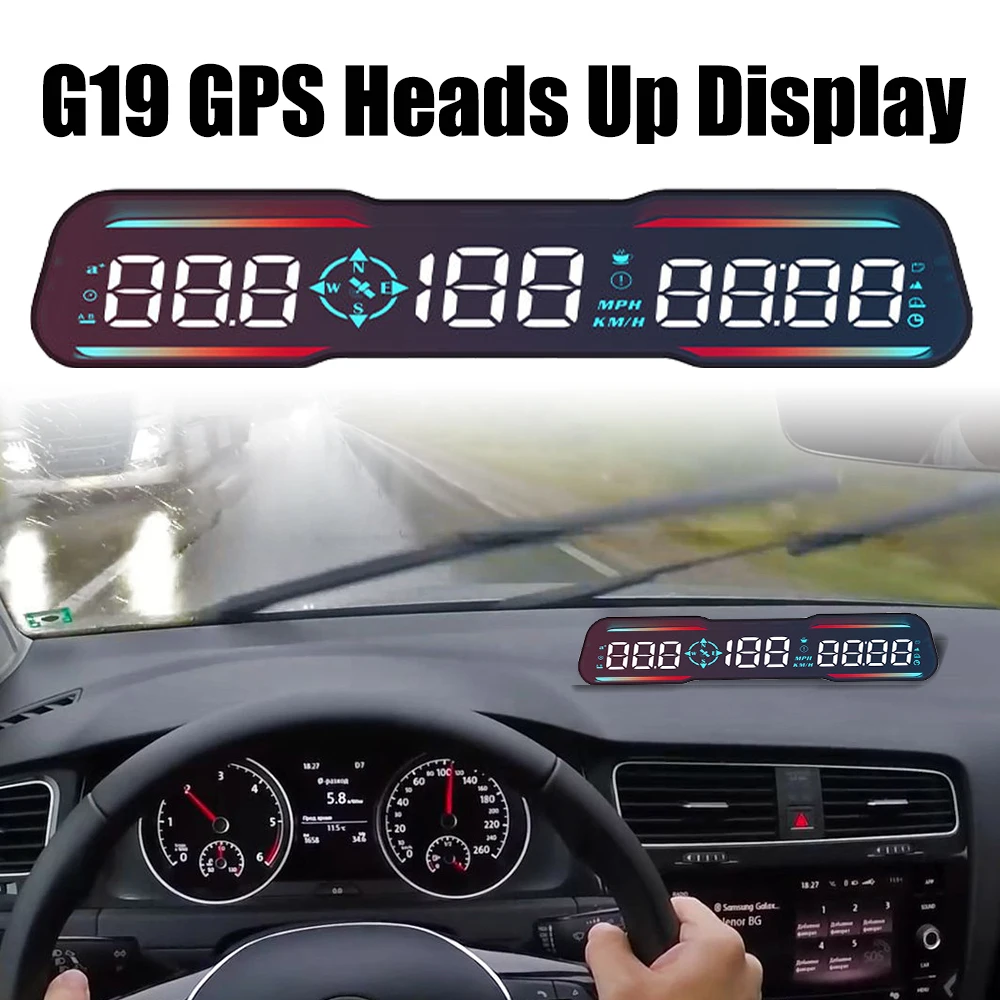 

G19 HUD Car GPS Heads Up Display Smart Digital Alarm Reminder Meter Compass Speedometer Clock KM/H MPH Meter Auto Accessories