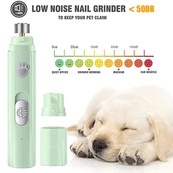 Electric Dog Nail Grinder USB Rechargeable LED Light Pet Nail Trimmer with 2 Speed Settings and Polisher Wheel 2