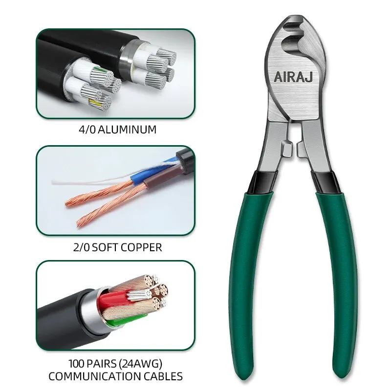 AIRAJ Multifunctional Cable Cutter 6-Inch Anti Slip and Durable Industrial Grade - Image 6