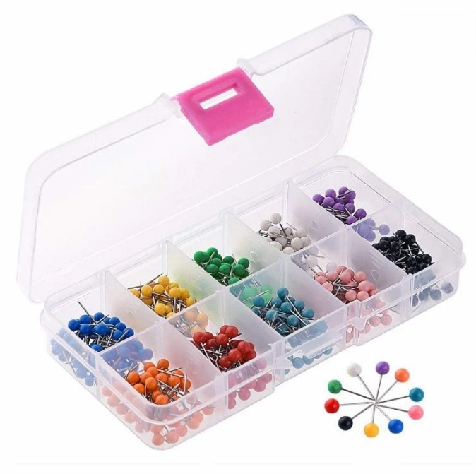 Push Pins 500Pcs/Set Map Tacks Push Pins Plastic Head With Steel Point 4MM 11MM Cork Board Safety Colored Thumbtack