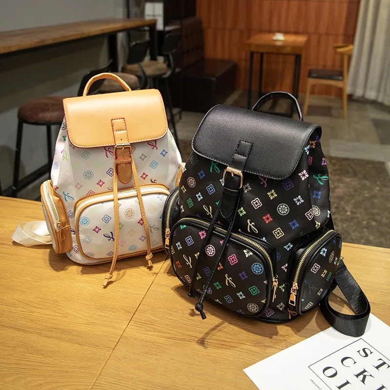 Women's Luxury Designer Backpack Large Capacity Travel Backpack Commuter Business Bag Fashion Drawstring School Bag for Girls - 3
