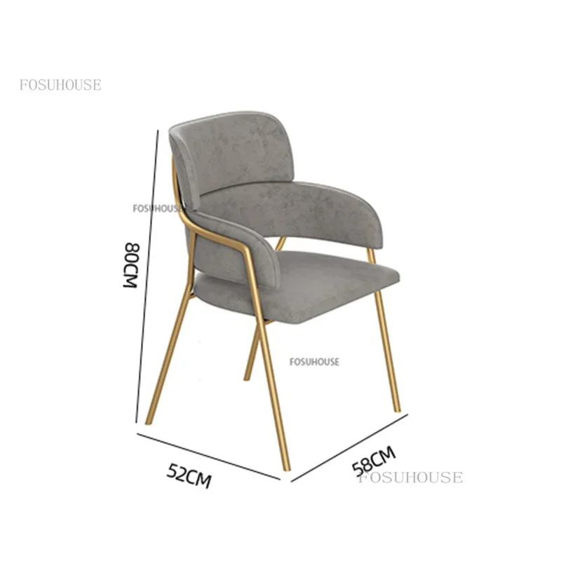 Simple Furniture Flannel Dining Chairs Kitchen Modern Pink Makeup Chair Luxury Soft Backrest Cafe Dining Room Chair B