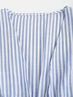 Chemise à manches bouffantes avec nœud à nouer rayé 3