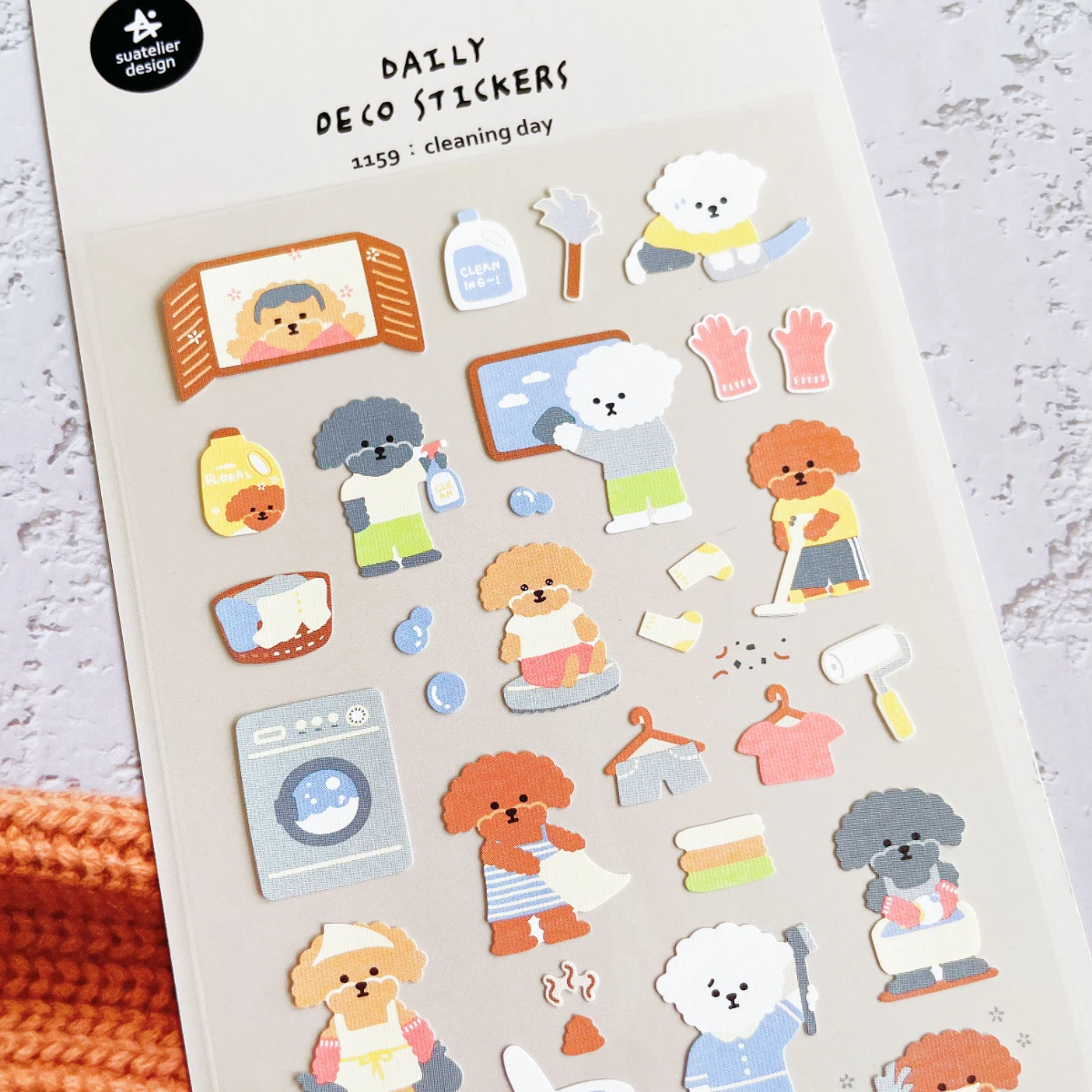 Koreanischer Import Original Suatelier Hunde-Reinigungssticker aus Nylon für Scrapbooking, DIY-Journal, Schreibwaren, Deko-Kunstbedarf