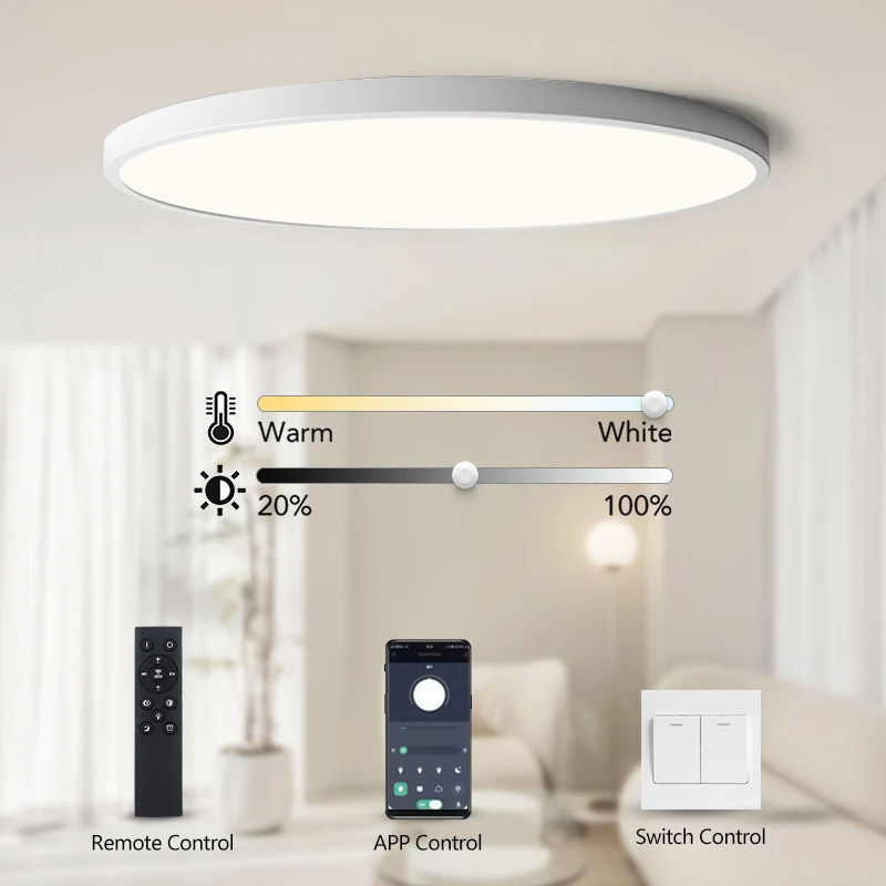 0.9inch Ultra-thin Ceiling lamp Smart APP/Remote Control LED Ceiling lights for Room Dimmable Panel light for Living Room Kichen ceiling lamp