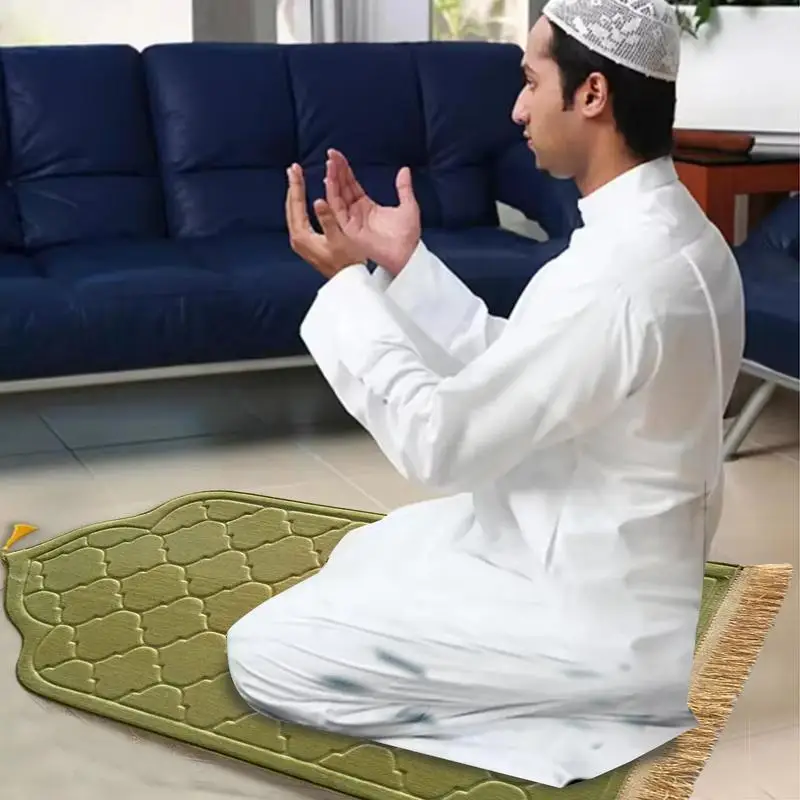Prayer Mat Thick Tassel Trim Flannel Carpet Embossed Irregular Floor Carpets With Tassel For Festival Short pile non-slip carpet