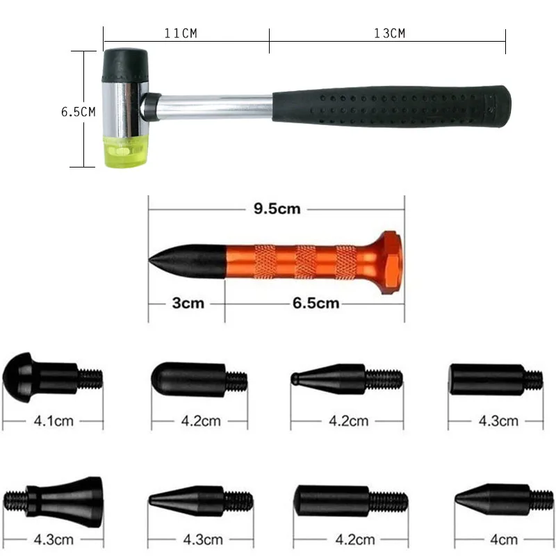 Car Body Dent Repair Tool Kits Paintless Dent Removal Tap Down Tools Dent Rubber Hammer Auto Body DIY Dent Fix Tools images - 6