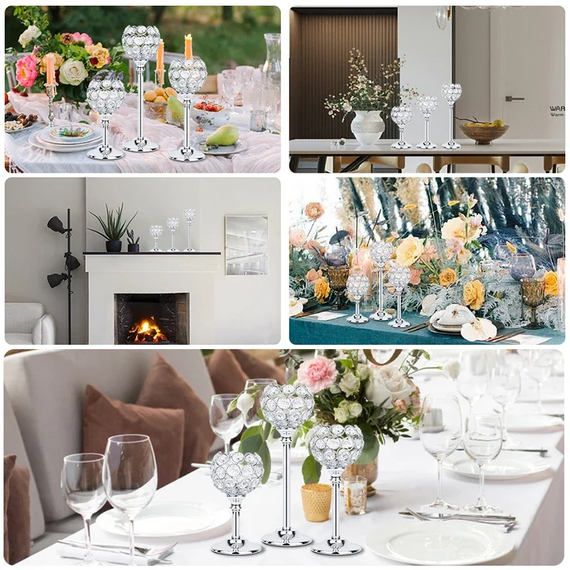 Crystal Candle Holder Modern Tealight Candlestick Home Christmas Party Wedding Dinning Table Decoration